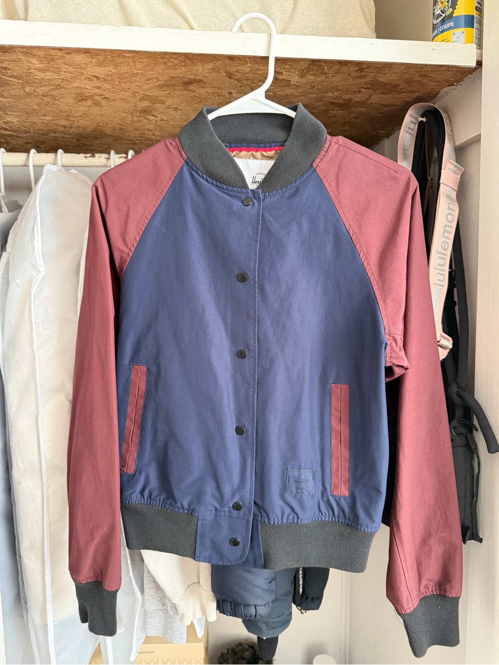 Herschel Supply Company Navy and Mauve Varsity Jacket